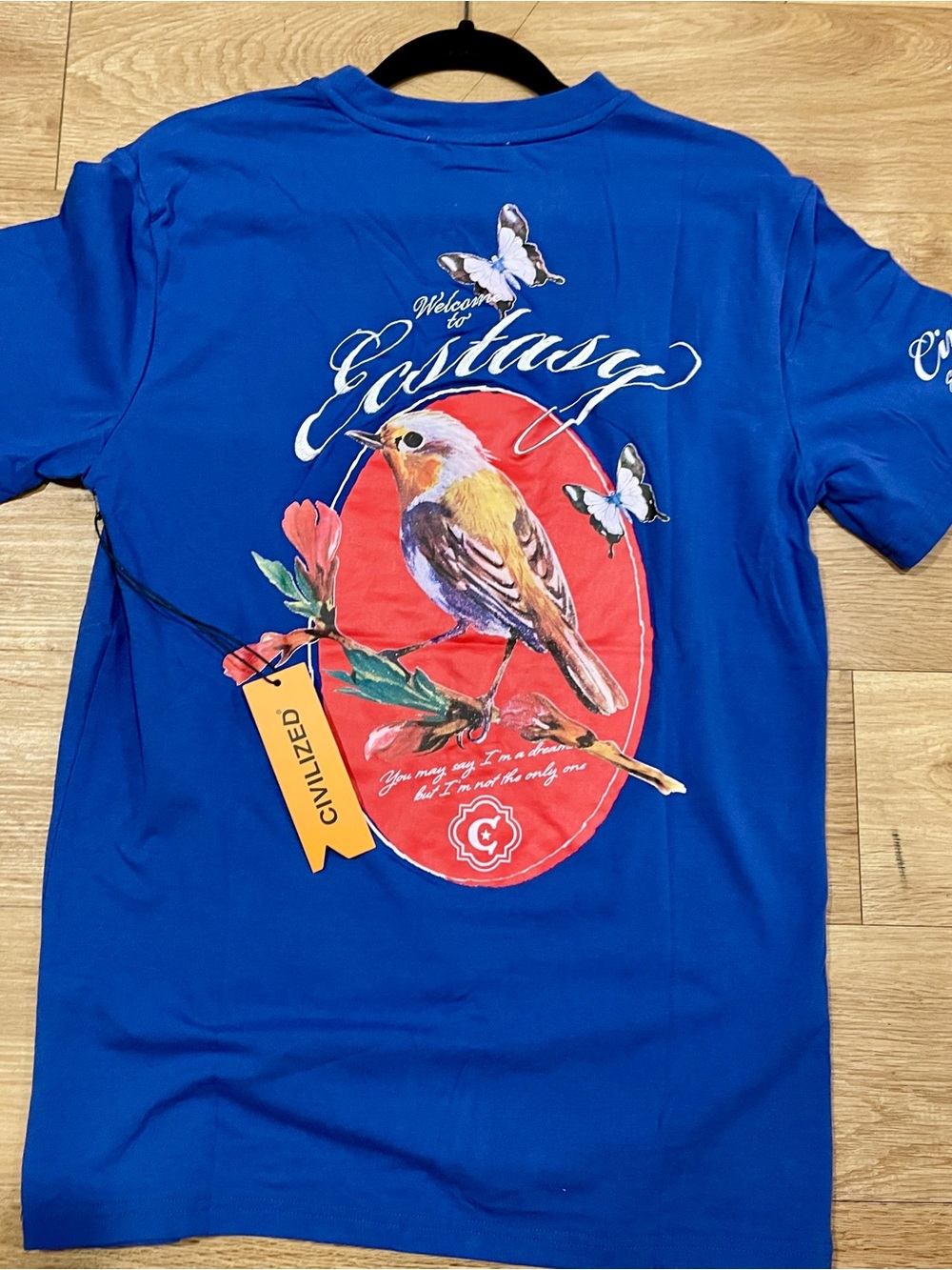 Civilized Deep Water  Blue Bird Graphic Tee - S
